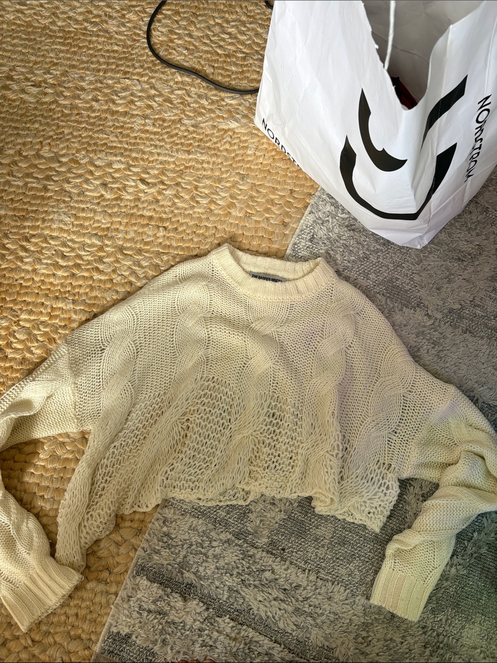 The Ragged Priest Cream Cropped Cable Knit Sweater